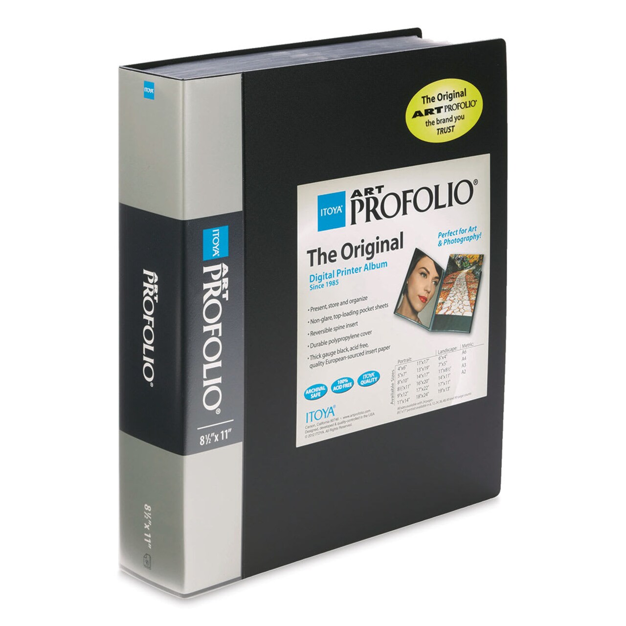 Itoya I-Series Art Profolio - 8 1/2" x 11", Black, Portrait, 90 Pages